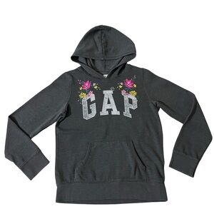 Gap Hoodie Embroidered Flowers Glitter Outline Letters One Pocket Warm XXL 14-16